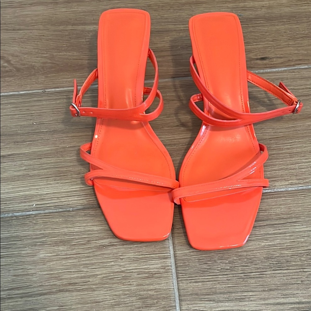 H&M Orange Strappy Heels with Square Toe
